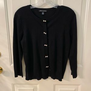Black cardigan with cute bow button detail, size S